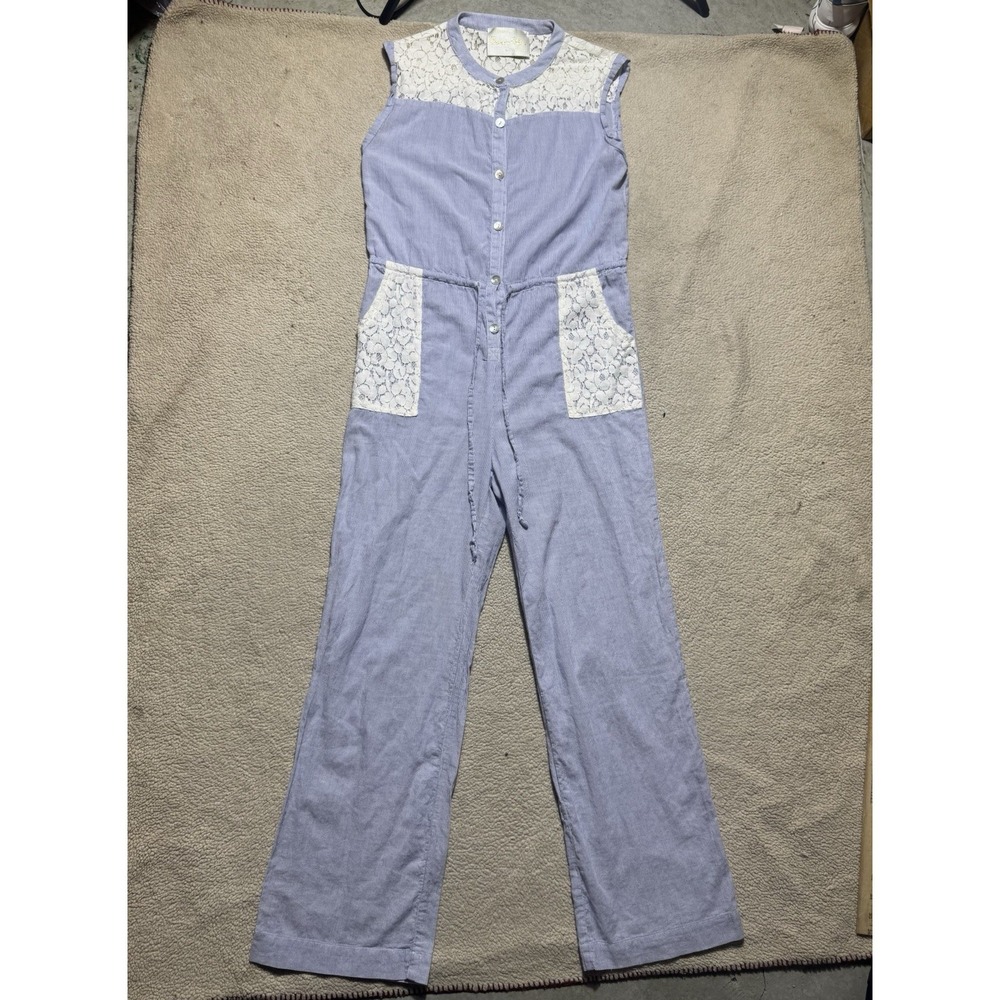 Staci Woo Souvenir Edition Jumpsuit‎ Womens Small Sleeveless Striped Floral Lace